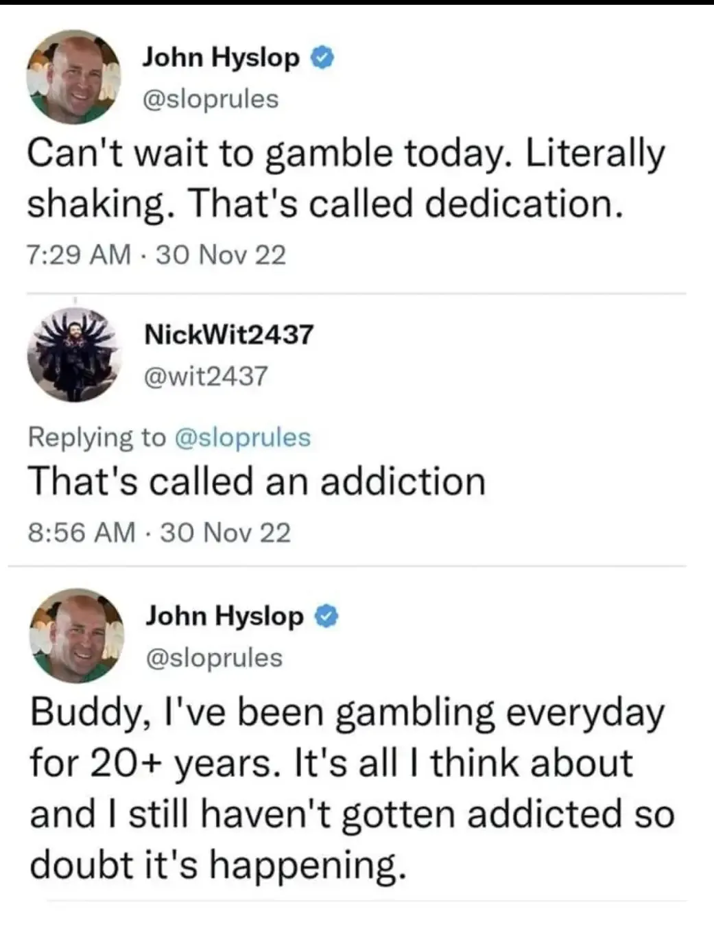 Tweet about addiction